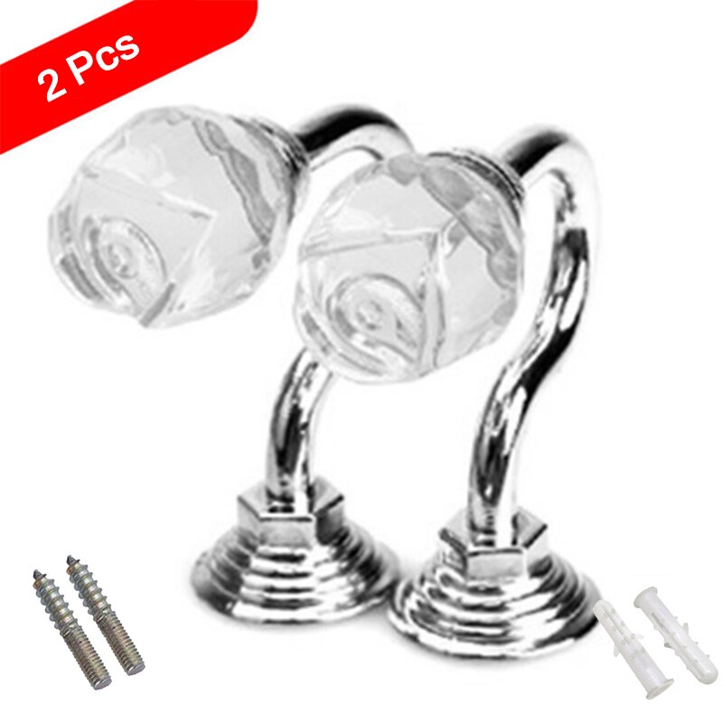 Solid Luxury Crystal Glass Curtain Holdback Wall Tie Back Hooks Hanger Holder Curtain Wall Hooks 2pcs: 2 2pcs