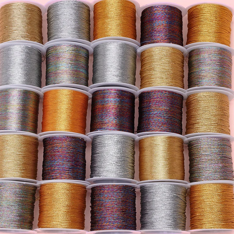 0.2mm-0.8mm Gold/Silver/Gradient Macrame Cord Thread Braided String for DIY Bracelet Necklace Tassels Beading Craft Accessories