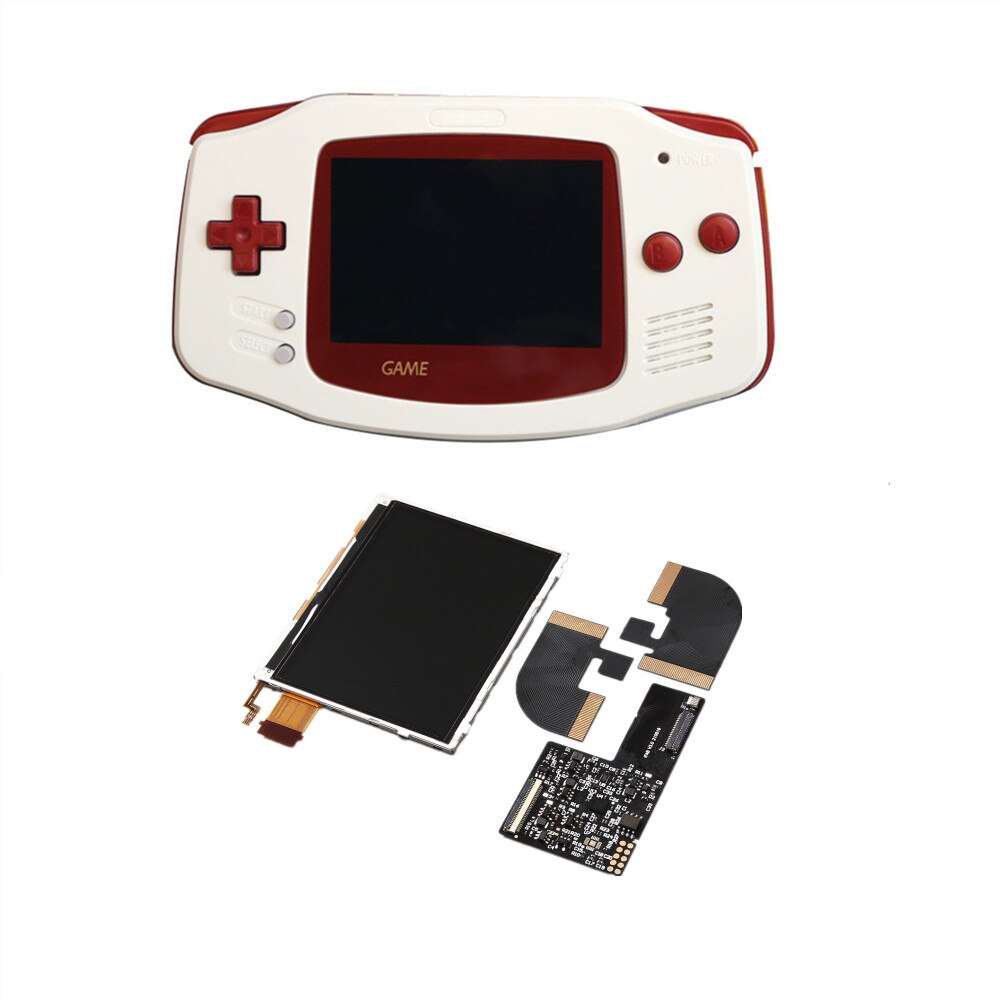 FUNNNYPLAYING For Gameboy GBA Advance ITA AGB RETRO PIXEL TFT BACKLIGHT KIT Memory Brightness Adjust The Display With Shell: FC RED ITA
