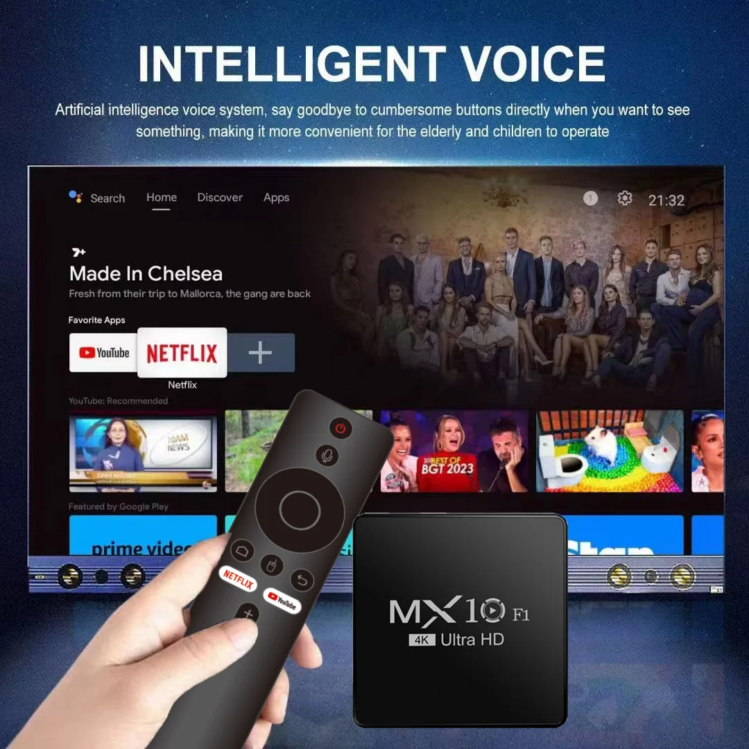Android 13 Tvbox Tv Box M10-F1 With Bt Voice Remote Control Tvbox All Winner