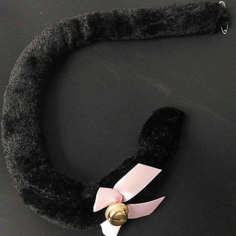Anime mujeres oreja de zorro chica gato cinta del pelo de felpa cola ama de llaves de dama Conjunto de vestir accesorios carnaval partido del traje de Cosplay de Halloween