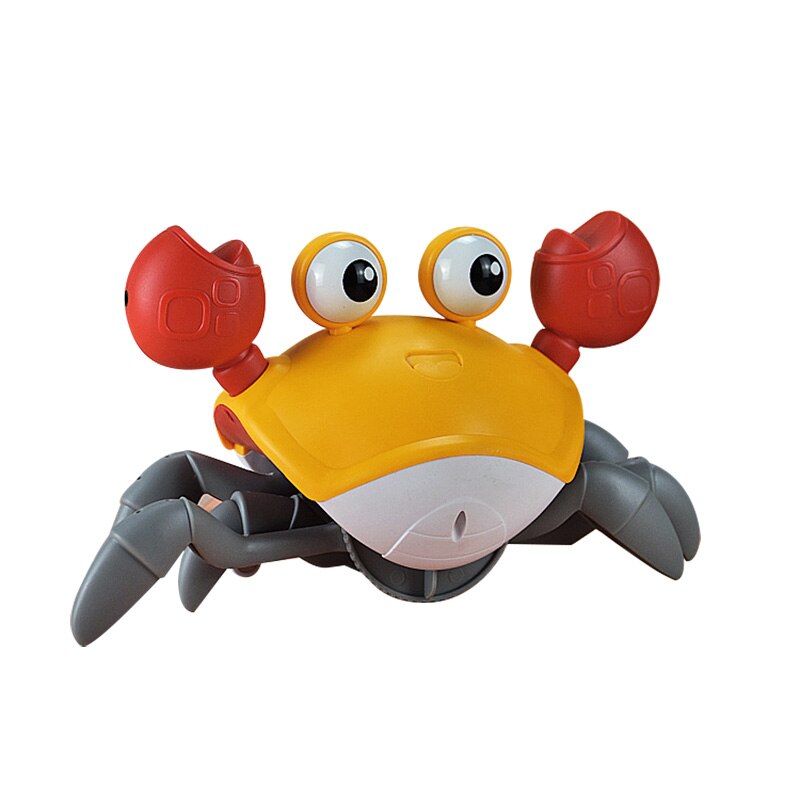 Strange-cangrejo eléctrico de inducción automático para niños, juguete para evitar obstáculos, música, carga, novedad: Yellow