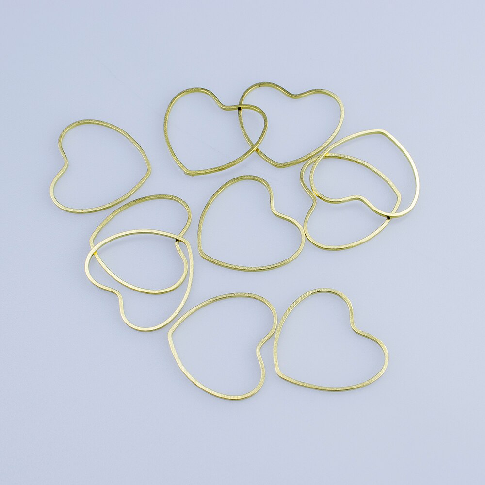 10Pcs Raw Brass Heart Charms Earrings Pendants Circle DIY Jewelry Component Findings Supplies for Necklac Making