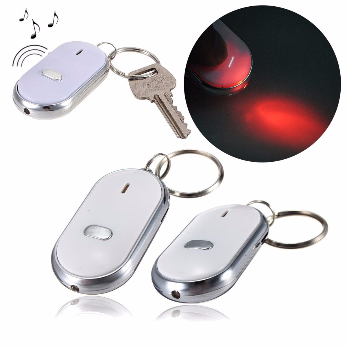 Anpwoo 1Pcs Led Light Zaklamp Remote Sound Control Lost Key Finder Locator Locator Sleutelhanger Sleutelhanger Met Fluitje Claps