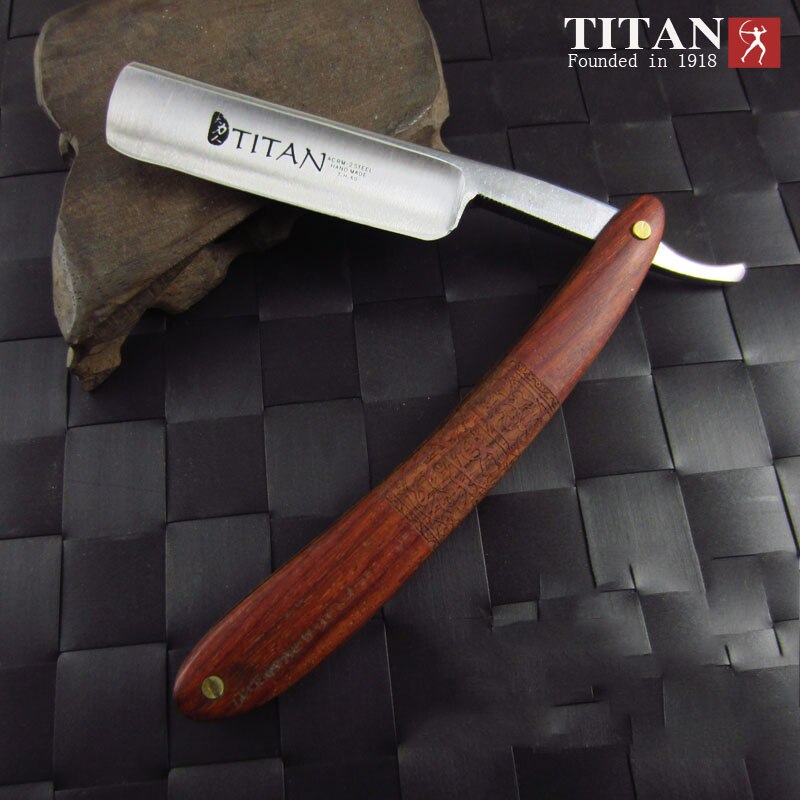 Titan manche bois striaght lame de rasoir tranchant déjà