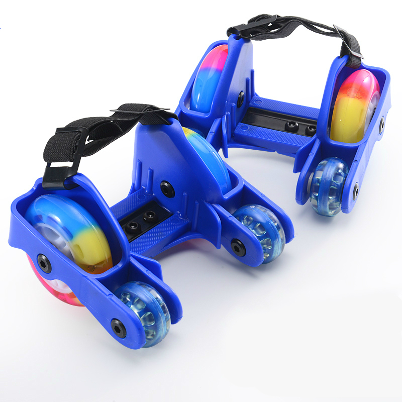 Flashing Roller Skate Shoes with 4 Wheels Pulley Lighted Flashing LED Wheels Heel Skate Rollers Skates Shoe Sports Children: New Blue Colors
