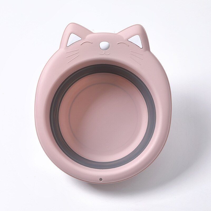 Lavabo Portable pliable en forme de chat, 1 pièce, Adorable lavabo pliant, dessin animé: pink
