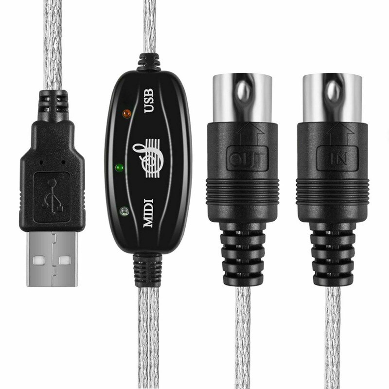 USB Cable To MIDI PC To Synthesizer Microphone Keyboard Converter Adapter For Home Music Studio