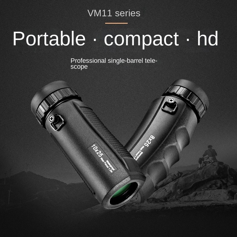 Potente Mini telescopio Monocular 8X25 10X25 HD portátil IPX7 impermeable recubierto de SMC bolsillo al aire libre Binocular compacto para turismo