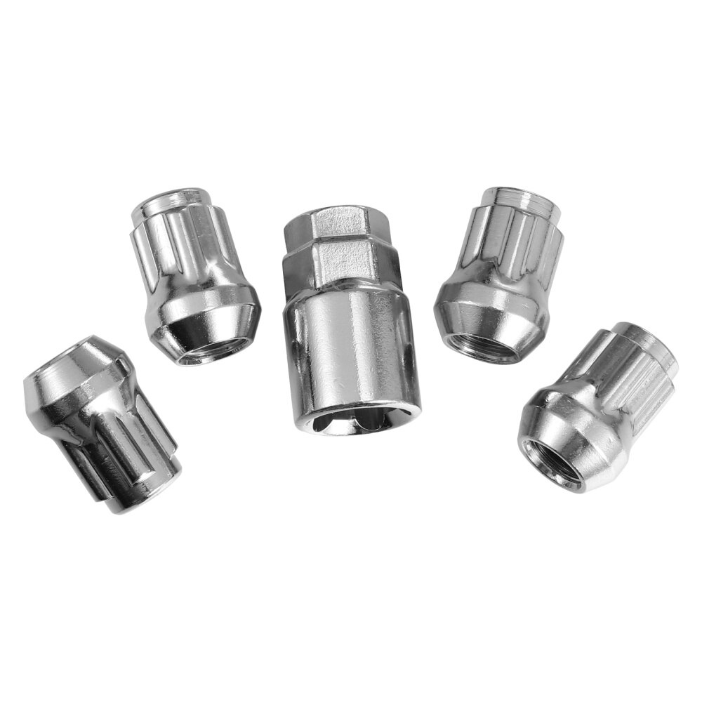 4pcs Locking Wheel Nuts Tapered Seat Anti Theft Nuts with 1pc Socket for Vehicle