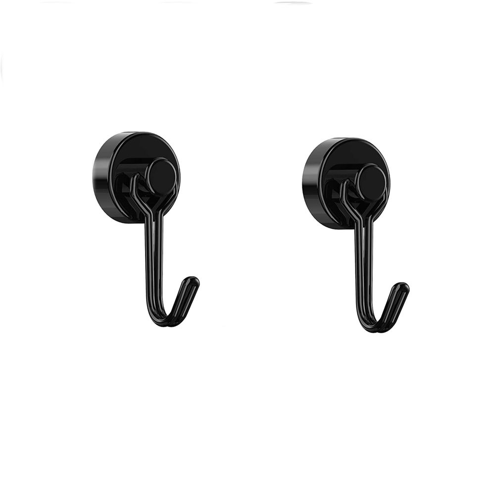 2/4/8/10 PCS Magnetic Hooks, Heavy Duty Neodymium Magnet Hook for Indoor Outdoor Hanging,Refrigerator,Grill,Kitchen,Key Holder: 10pcs / black