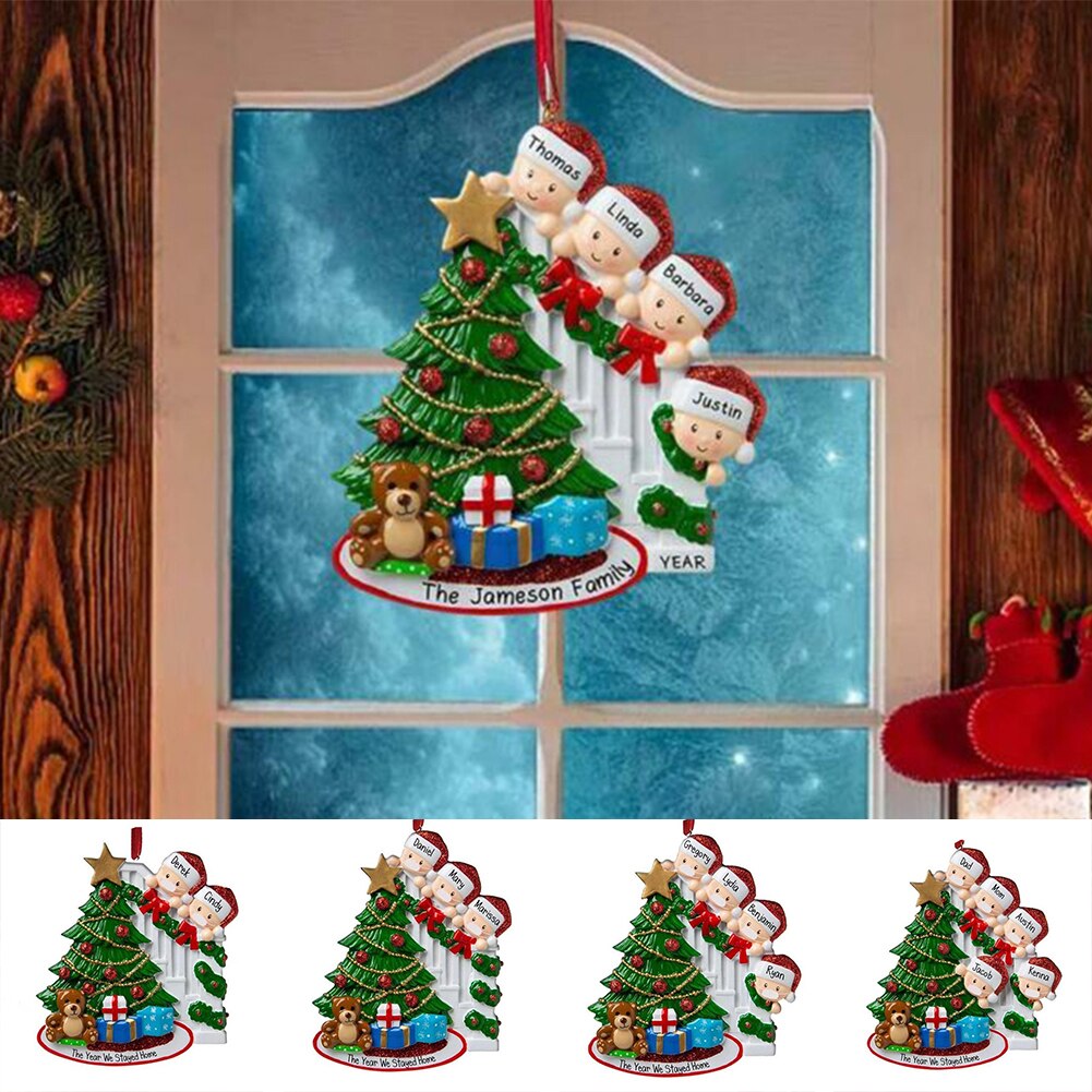 Bricolage nom salutations PVC père noël famille pendentif de noël famille noël arbre décoration boule ornement