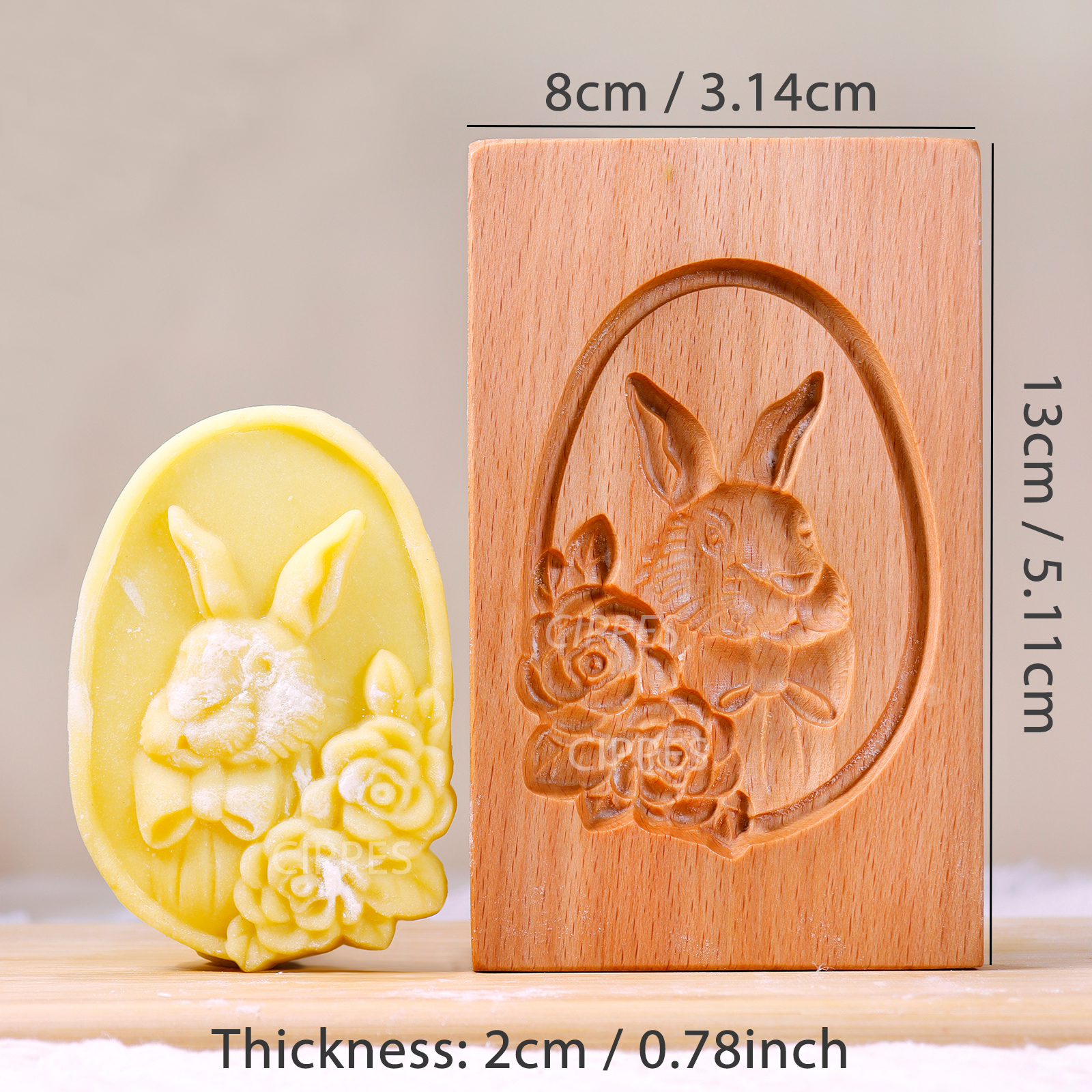 1 molde de madera para galletas de Navidad, patrones de animales, moldes para cortar galletas en relieve tallados en 3D, pájaro, oso, tigre, caballo, ardilla: Oro