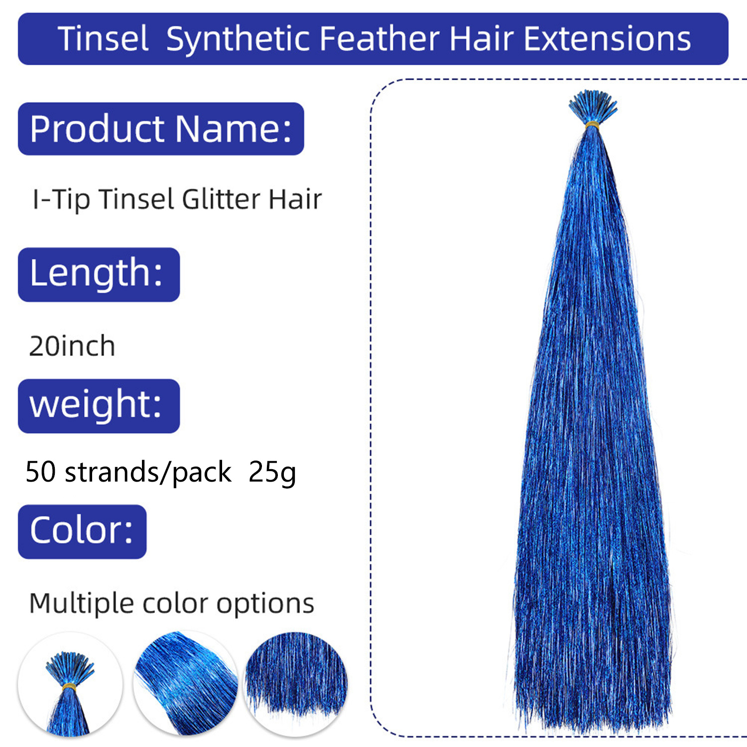 50 stks Synthetische I Tip Klatergoud Hair Extensions Glitter Klatergoud Haar Fee Haarstukjes Party Dazzle Haaraccessoires Voor Vrouwen Meisjes