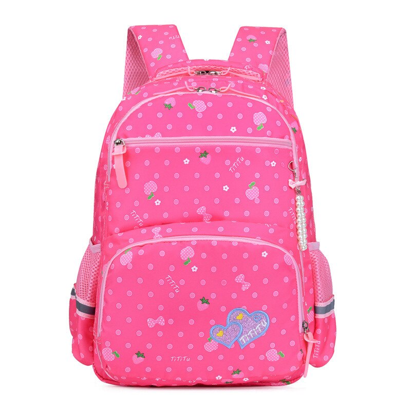 Girls Backpacks For Elementary Multi-Pocket Kids Bookbag Lovely Primary School Bags Mochilas Escolar: Rose red
