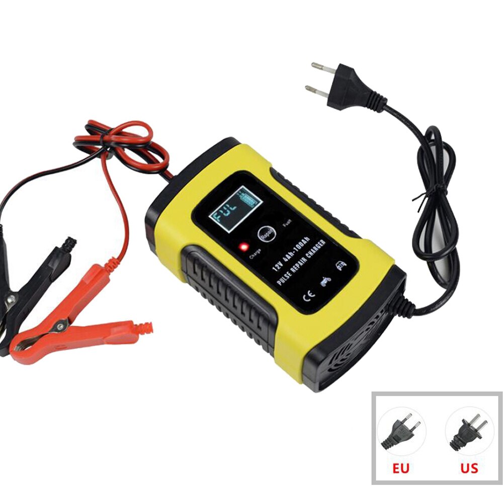 Full Automatic Car Battery Charger 110V To 220V To 12V 6A LCD Smart Fast for Auto Motorcycle Lead-Acid Batteries Charging