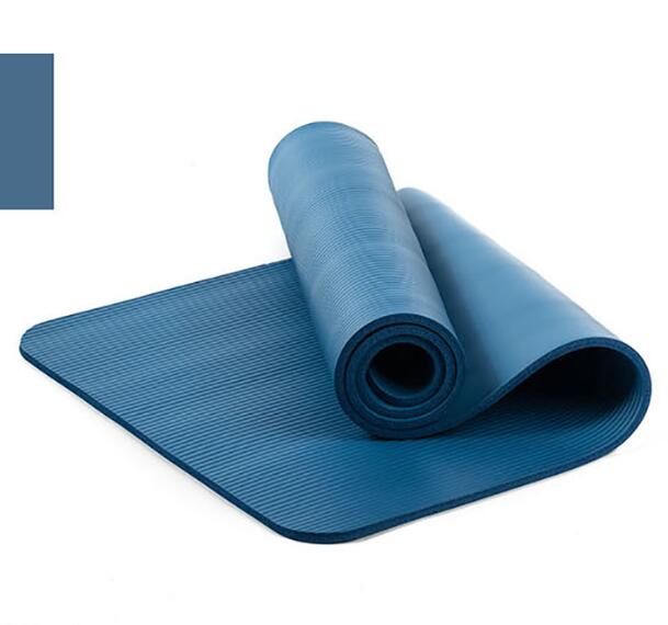 10mm nbr yogamåtte med gratis bære reb 183*61cm skridsikker tyk pad fitness pilatesmåtte til udendørs motionscenter træningsfitness: Blå