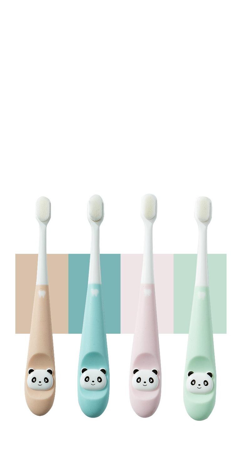 Toiletartikelen kindercartoon tandenborstel met tienduizend wortelharen voor baby's en peuters 1-3 jaar oud babyzacht: Geel 2 stuks