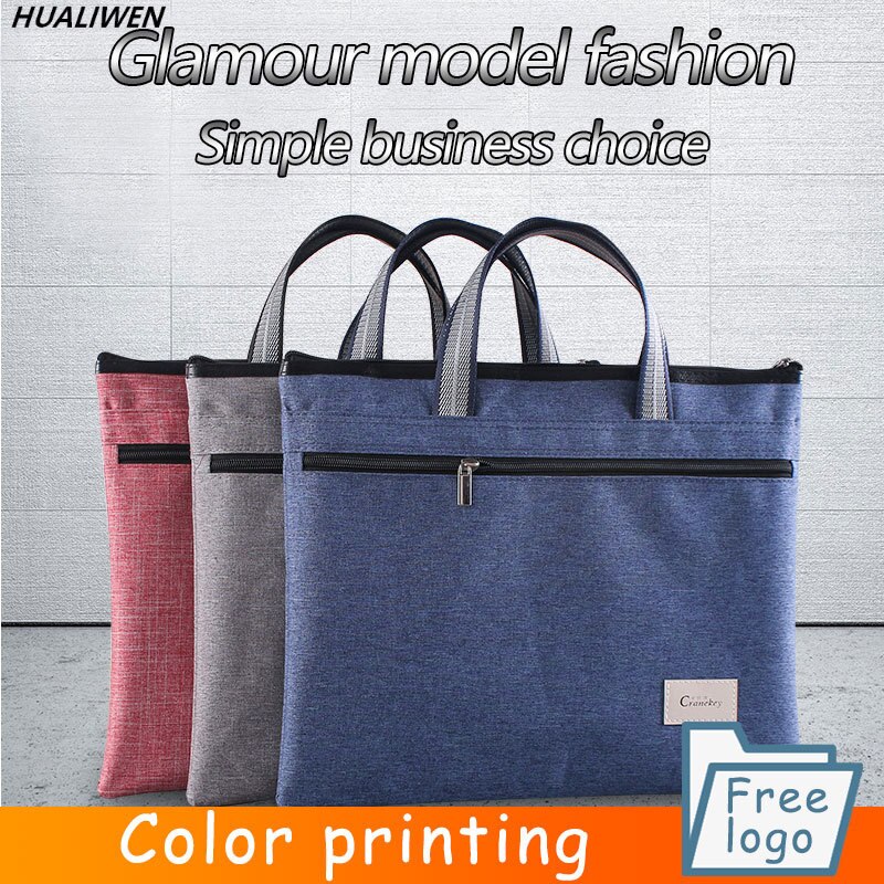 Laptop Aktetas Draagbare Canvas Tas Data Bestand Opbergtas Business Rits Multi-layer Bestand Zak Kantoorbenodigdheden