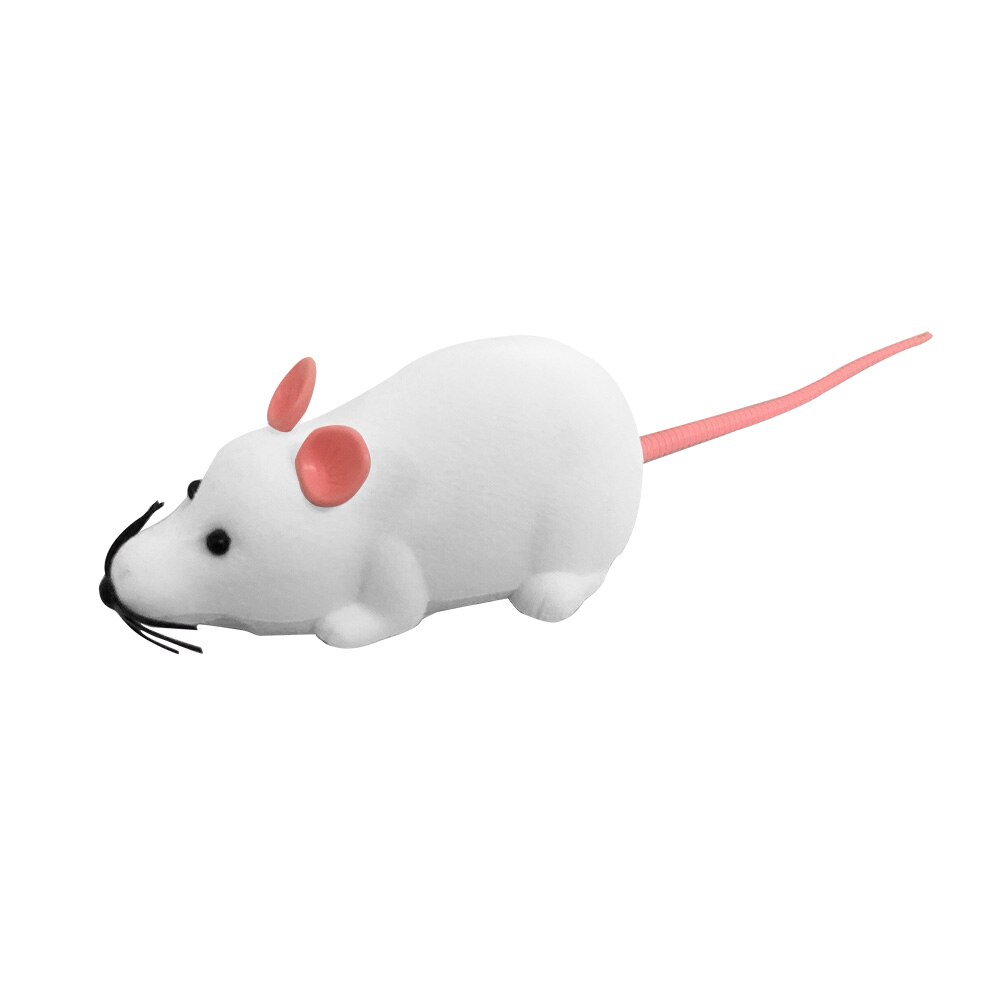 Ratón electrónico a control remoto para gatos y mascotas, juguete interactivo divertido de felpa con control remoto inalámbrico, en 4 colores, para gatitos y Mascotas: White