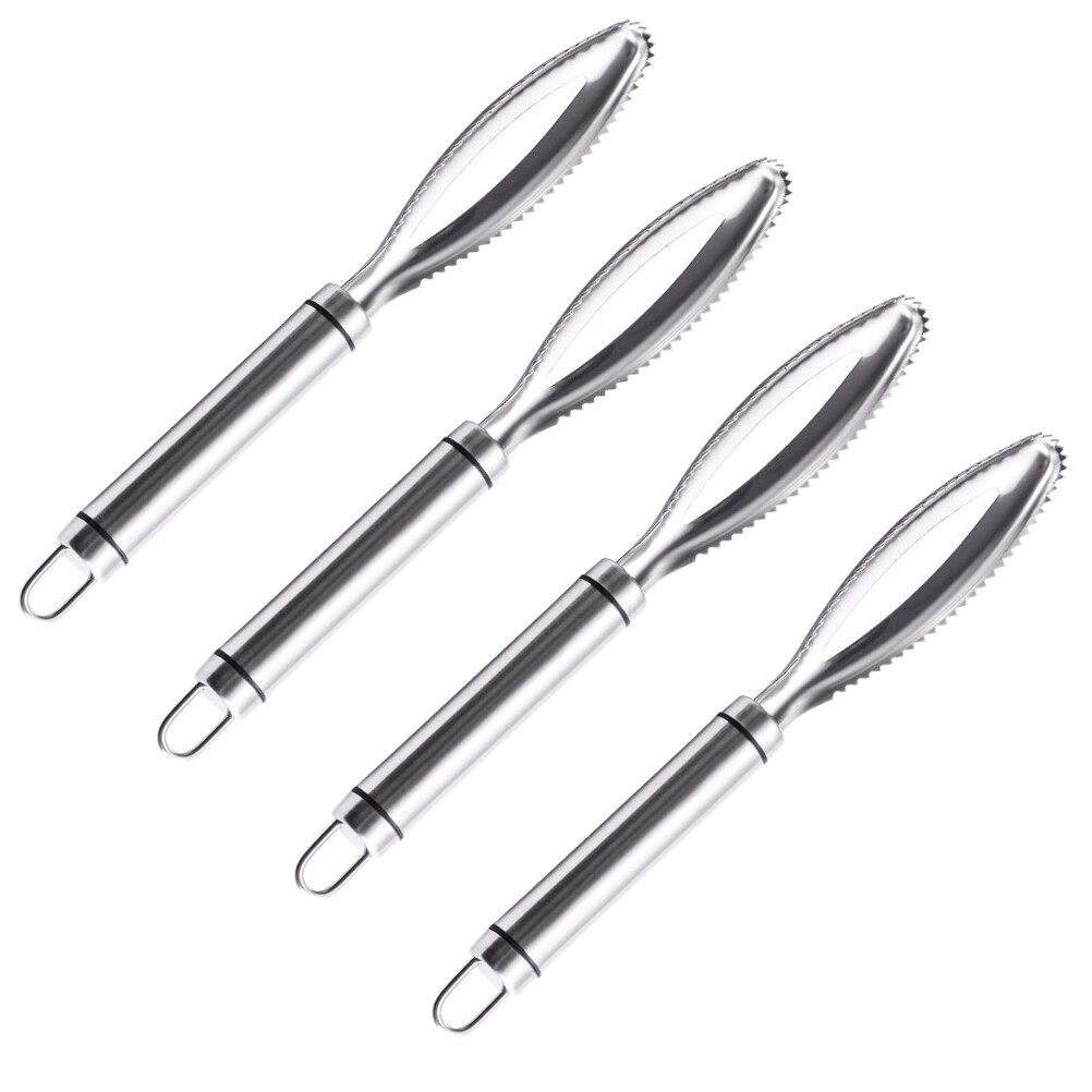 4Stck Fisch Scaler Edelstahl Küche Hause Dauerhafte Schäler Reinigung Werkzeug Fisch Haut Schaber Reiben Fisch Skala Reiniger Entferner