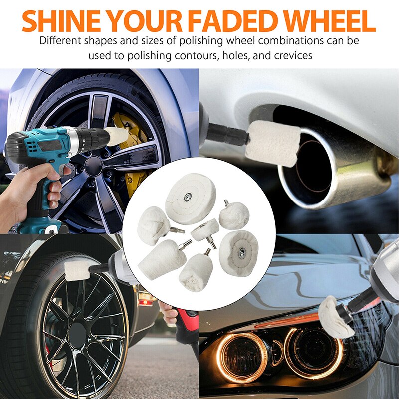 4/7PCS Car Polisher Polishing Buffing Pads Mop Wheel Drill Kit Stainless For Polisher Machine Waxing Polishing Buffing Car