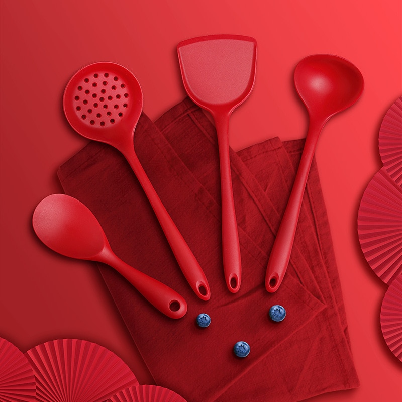 4 Stuks Siliconen Kookgerei Set Keukengerei Koken Sets Gadgets Gereedschap Pan Schop Lepel Spatel Anti-aanbak Keuken Koken Tool