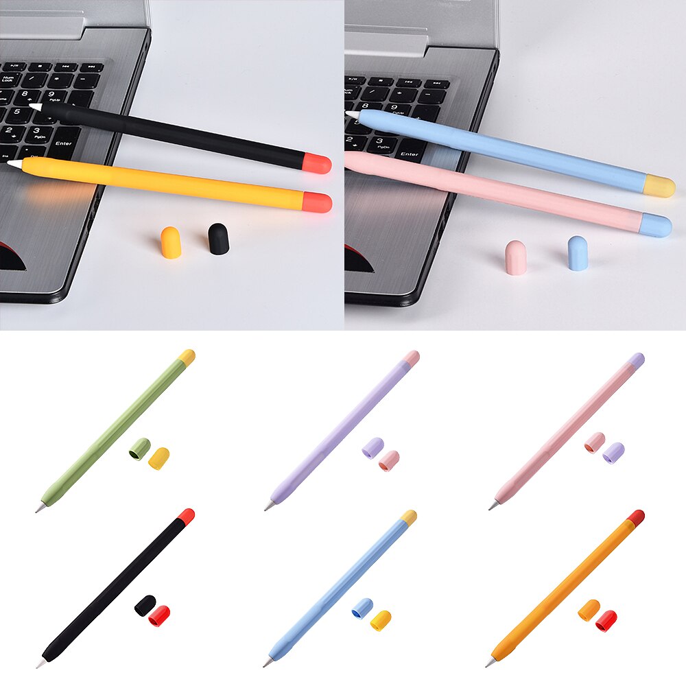 Silikone ærmehætte tipdækselholder tablet touch pen stylus pose ærme til æbleblyant 1 solid æske til æbleblyant 1