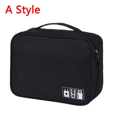 Power Bank Usb Travel Accessoires Digitale Tas Grote Shockproof Gadgets Pouch Elektronische Lader Kabel Oortelefoon Opbergtas: A Style Black