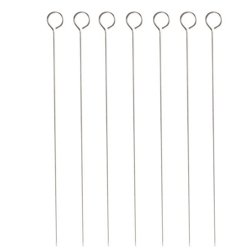 12.5'' 31.8cm Barbecue Sticks Metal BBQ Skewer Steel Flat BBQ Kebab Skewers Ring Handle Food Stickers BBQ Accessories 6/10/12pcs