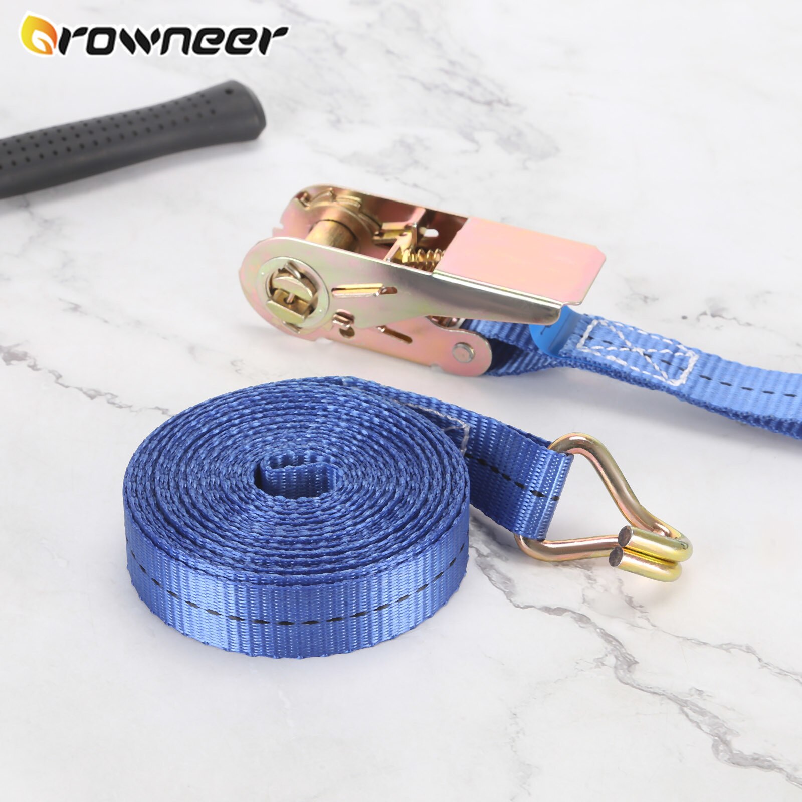 1/2/4pcs Tow Rope Lorry Lashing Ratchet Belt Polyester Blue Tie Down Cargo Strap Carbon Steel Buckle Weaving Car Accessories