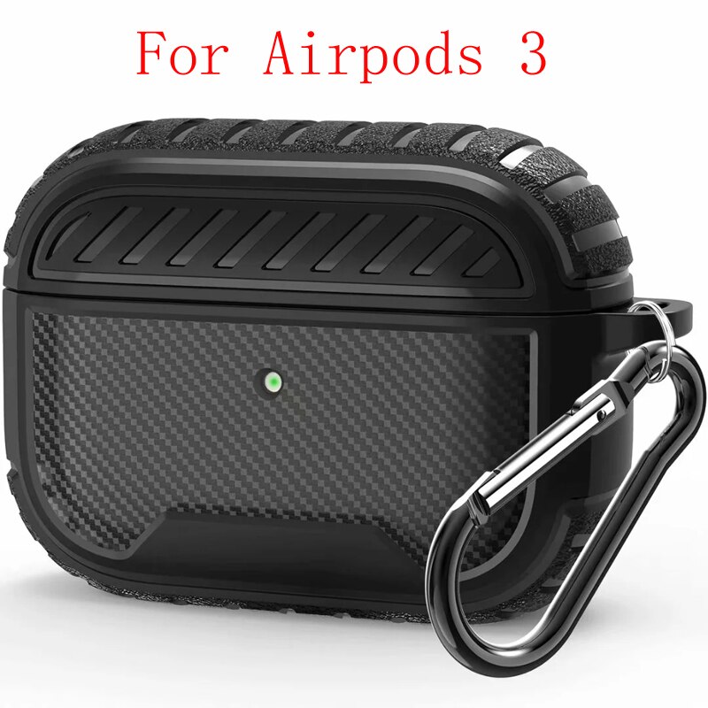 Carbon Fiber Earphone Case for Apple Airpods Pro Case for Airpods 1 2 3 Soft Shell Shockproof Cover Case for Air pods 1 2 3 Pro: For Airpods 3 Black