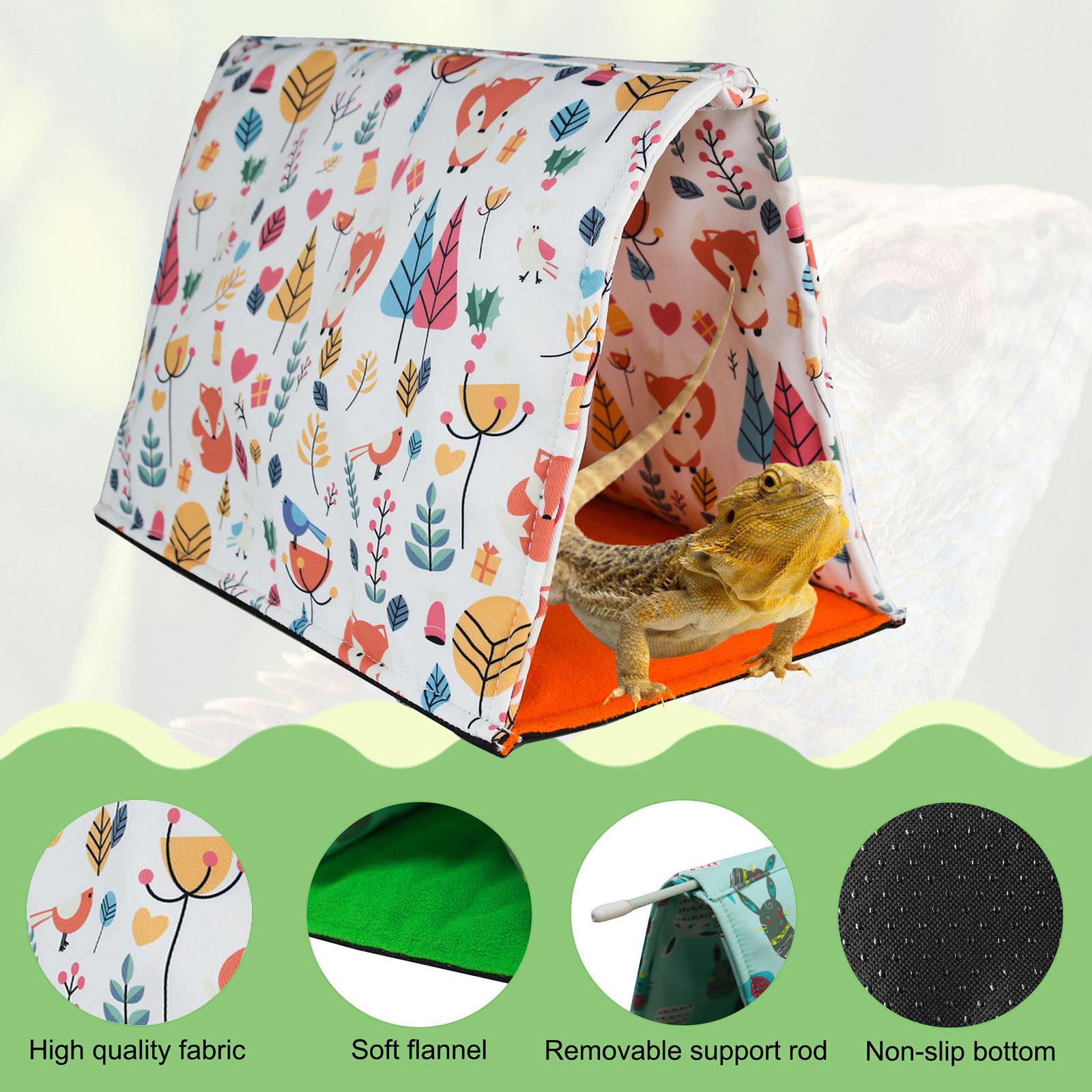 Reptile Hide Bed Nap Mat Bearded Dragon Warm Rest Hideout Habitat Lizard Triangular Tent for Leopard Gecko Accessories Play Toys