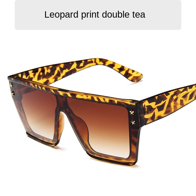 Kjørebriller kvinner mannlig trend pentagram solbriller årgang hi luksuriøse populære briller førerbriller  uv400: leopard dobbel te