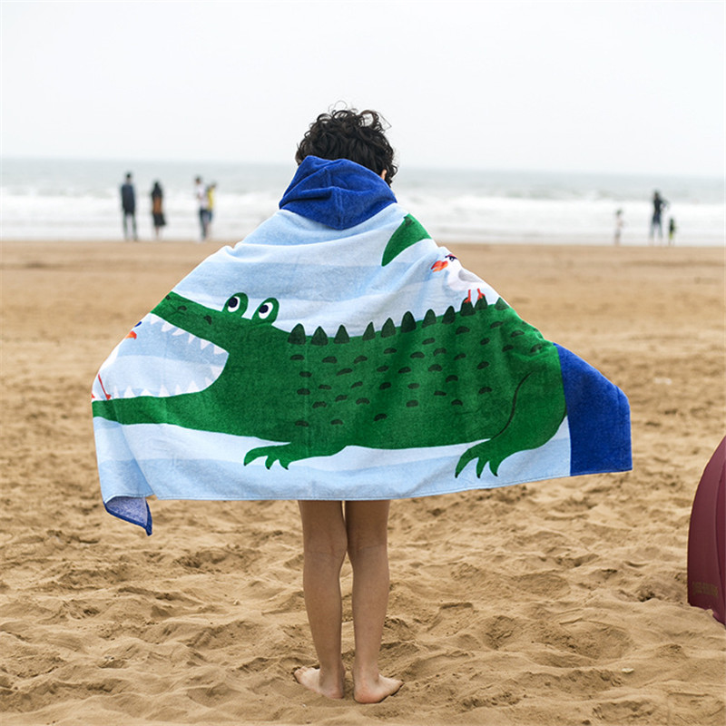Baby Kids 127*76CM Dinosaur Hooded Towel/Boys Girls Mermaid Cotton Beach Bath Towel/Children Cartoon Animal Cloak Bathrobe