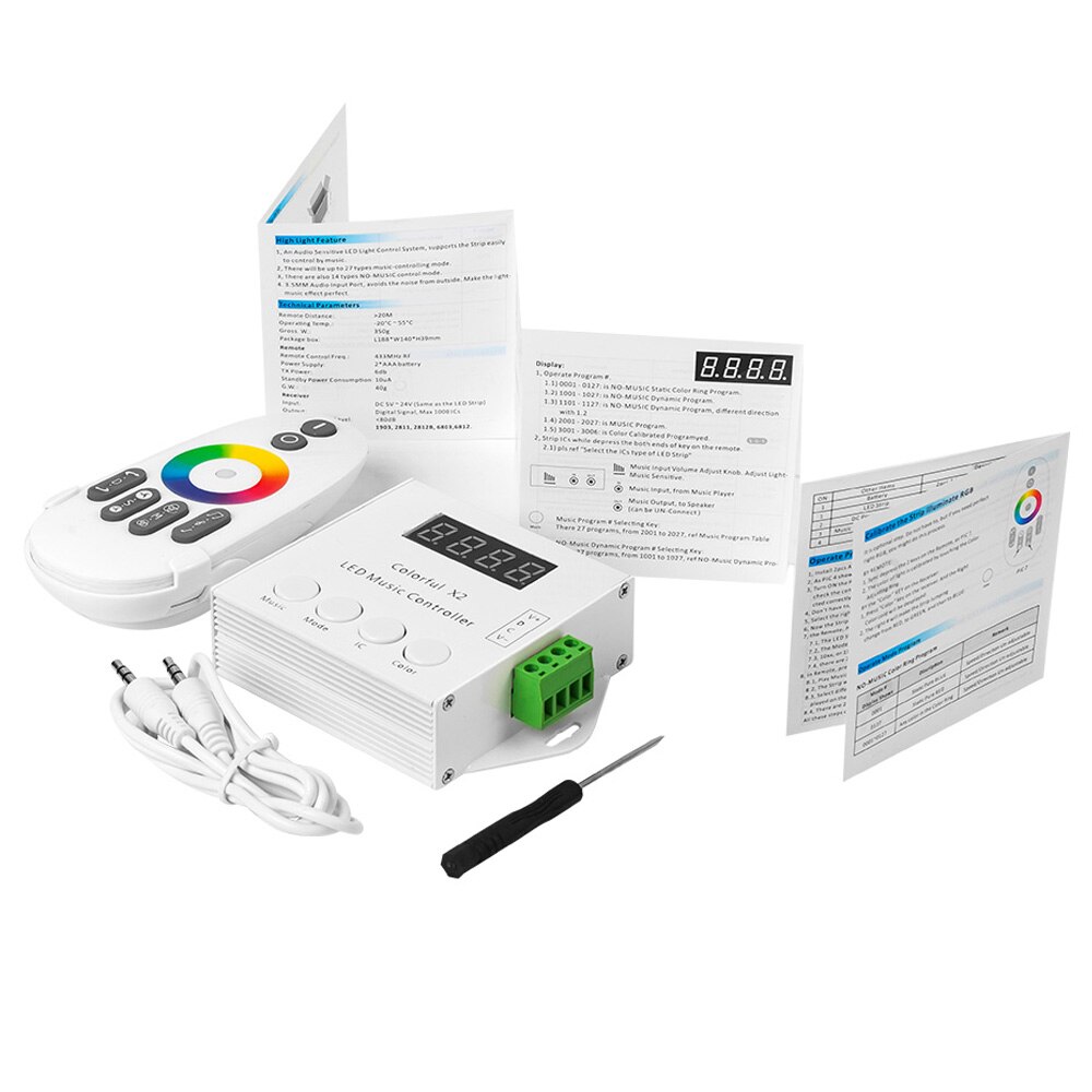 Muziek X2 Controller Voor WS2812B/WS2811/WS2813/USC1903 Led Strip Tape Licht Modules Max 1000 Pixels Met rf Touch Remote DC5V-24V
