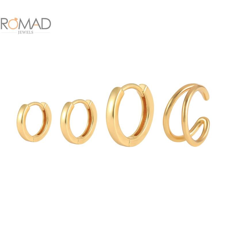 Romad Pendientes Gold Ronde Hoops Oorbellen Vrouwen Trendy Sieraden Set 925 Sterling Zilveren Oorbellen Vrouwen Meisjes Party
