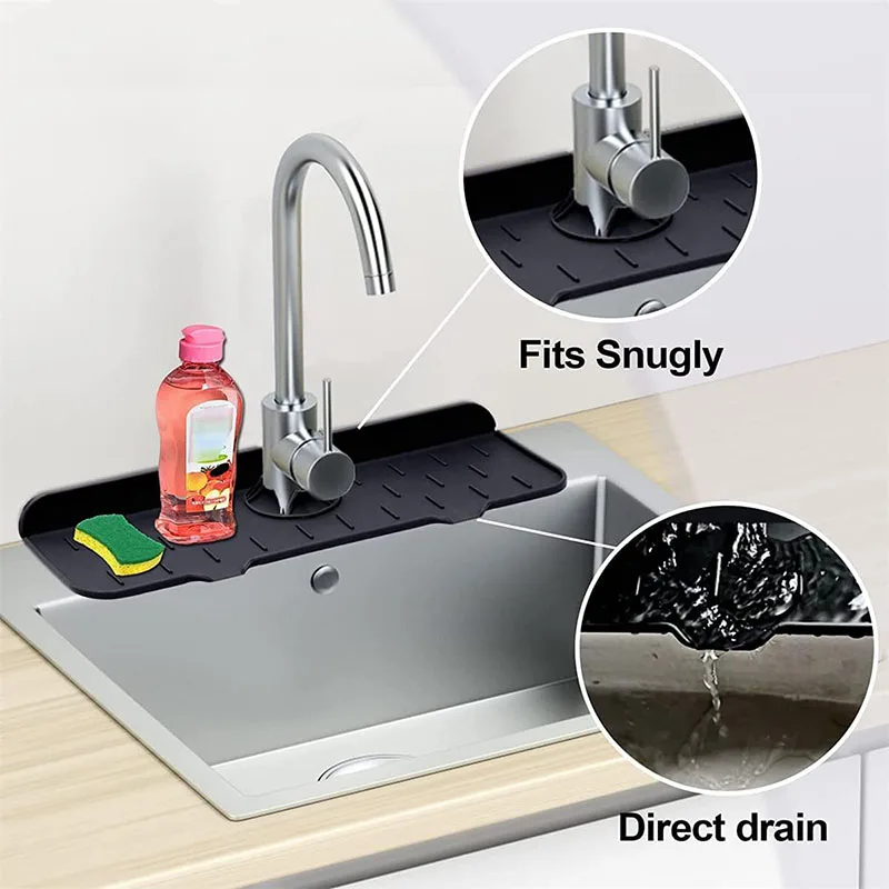 Alfombrilla de silicona para grifo de cocina, escurridor de esponja para fregadero, tapete plegable para fregadero, Protector contra salpicaduras para encimera de baño