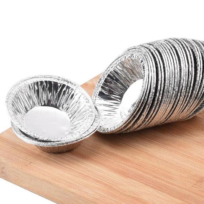100 st äggpannformar i aluminiumfolie minikanna paj engångsform tårta muffinsplattformar koppar runda behållare baka b b  t6 c 2