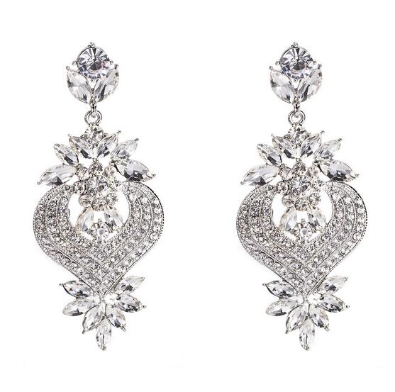 KMVEXO verklaring hart crystal Dangle Earring voor vrouwen meisje party verklaring oorbellen sieraden: white