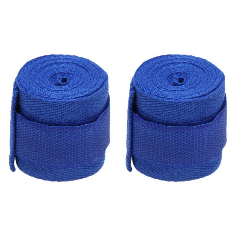 2 st 2.5m sport bomull kickboxning bandage sanda taekwondo mma handleden handhandskar omslagsband utrustning: Blå