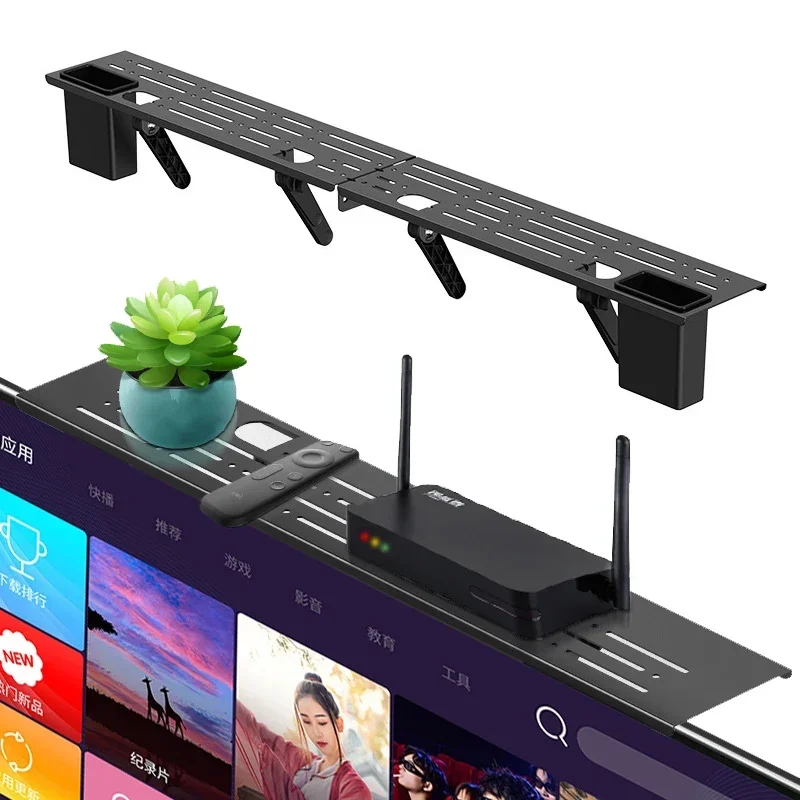 Foldable Computer Monitor Rack TV Set-Top Box Holder Shelf Monitor Screen Bracket Router Remote Stand Storage TV Top Rack Shelf