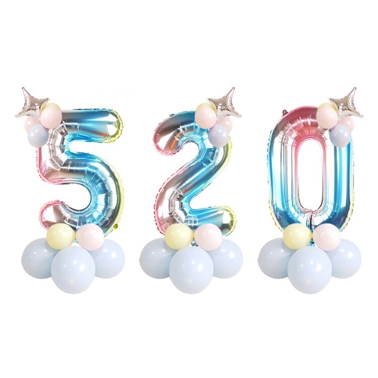 32 Inch Rainbow Gradient Number Balloons Boy Girls First Birthday Party Decorations Kids Adult Wedding Baby Shower Decorations