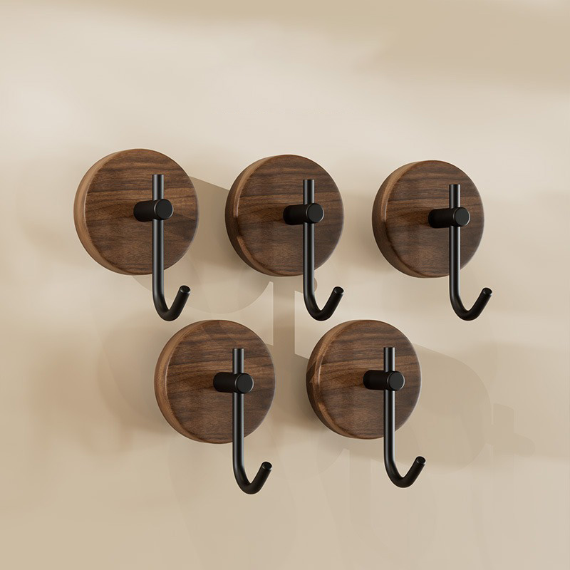 Ganchos de madeira para casaco, cabides de parede multiuso para pendurar chaves, roupas, chapéu, roupão de banheiro e toalhas, sem perfuração