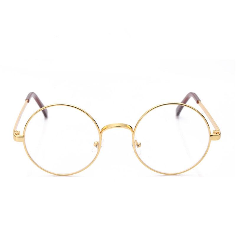 Round Reading Glasses Vintage Metal Frame Retro Personality Unisex College Style Eyeglass Clear Lens Eye Glasses Frames: B2