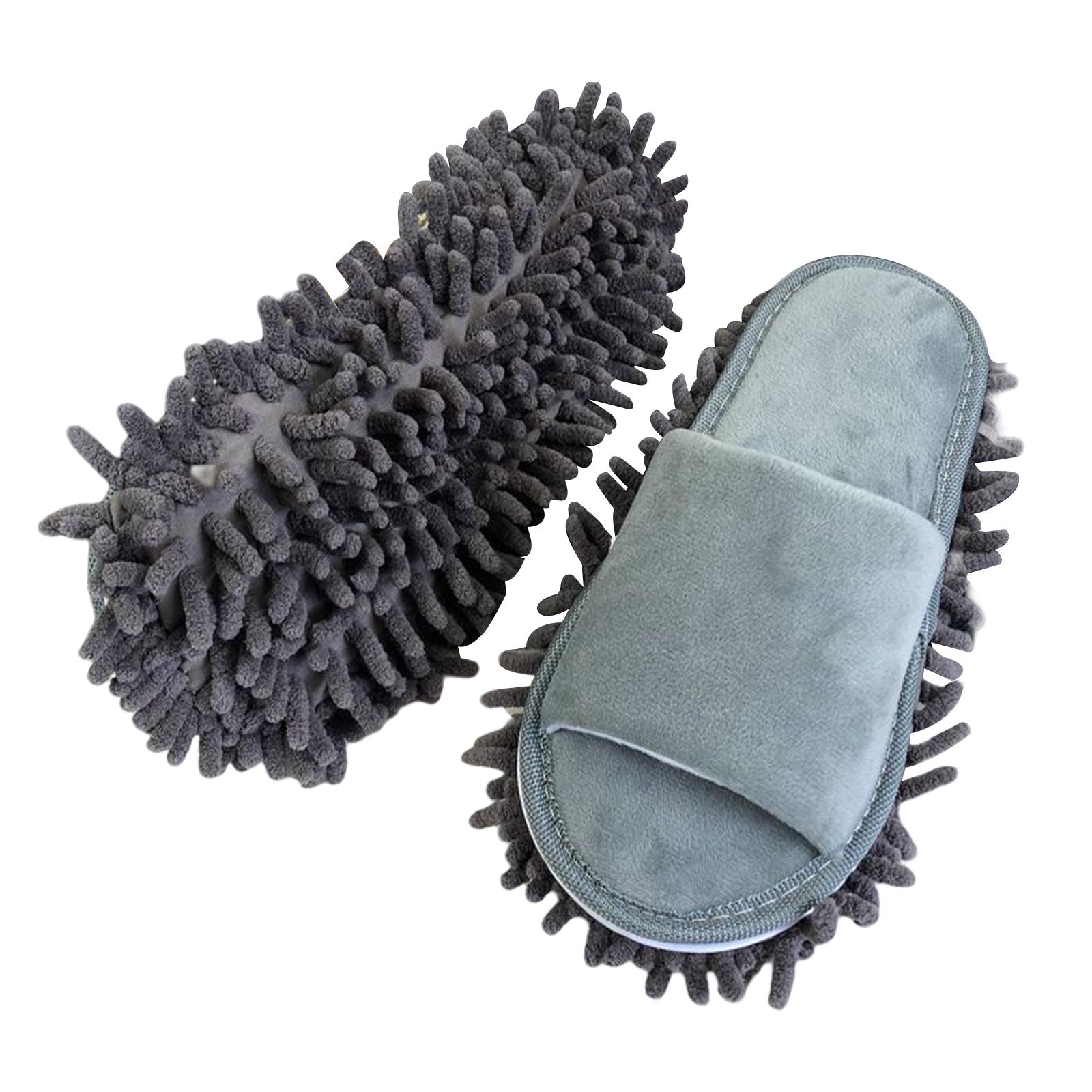 Chenille Mop Slippers, Practical Unisex Cleaning Tool for Floor Polishing Moping: GRAY