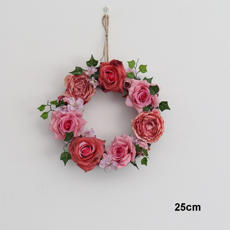 Kunstig simulering blomster bryllupsdekorasjon jul kransdør dekorasjon rose blomsterkrans hjem fest dekor: 5