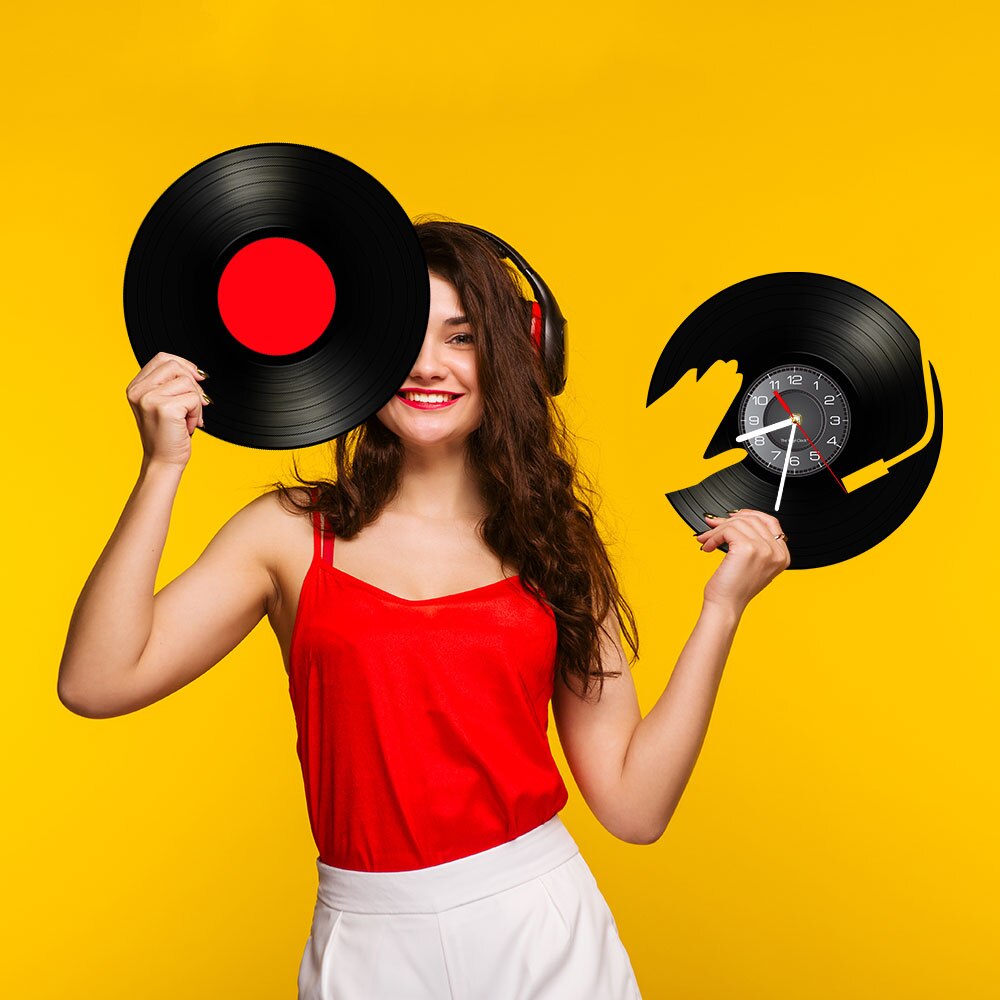 Dj musik vinylskiva lp väggklocka klocka 3d nattljus fest danshall dekor vintage klocka musikklubb för dj