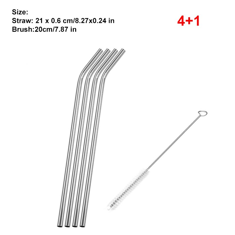 Pailles en métal réutilisables, 1, 4, 6, 8 pièces, en acier inoxydable, avec brosse de nettoyage, accessoires pour tasses et bars: 22