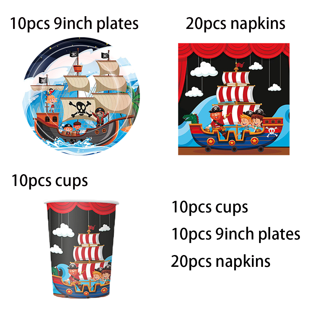 Pirate Ship Sets Birthday Decoration Party Disposable Paper Napkins Cups Plates Tablecloths Party Supplies: Fluorescence Yellow